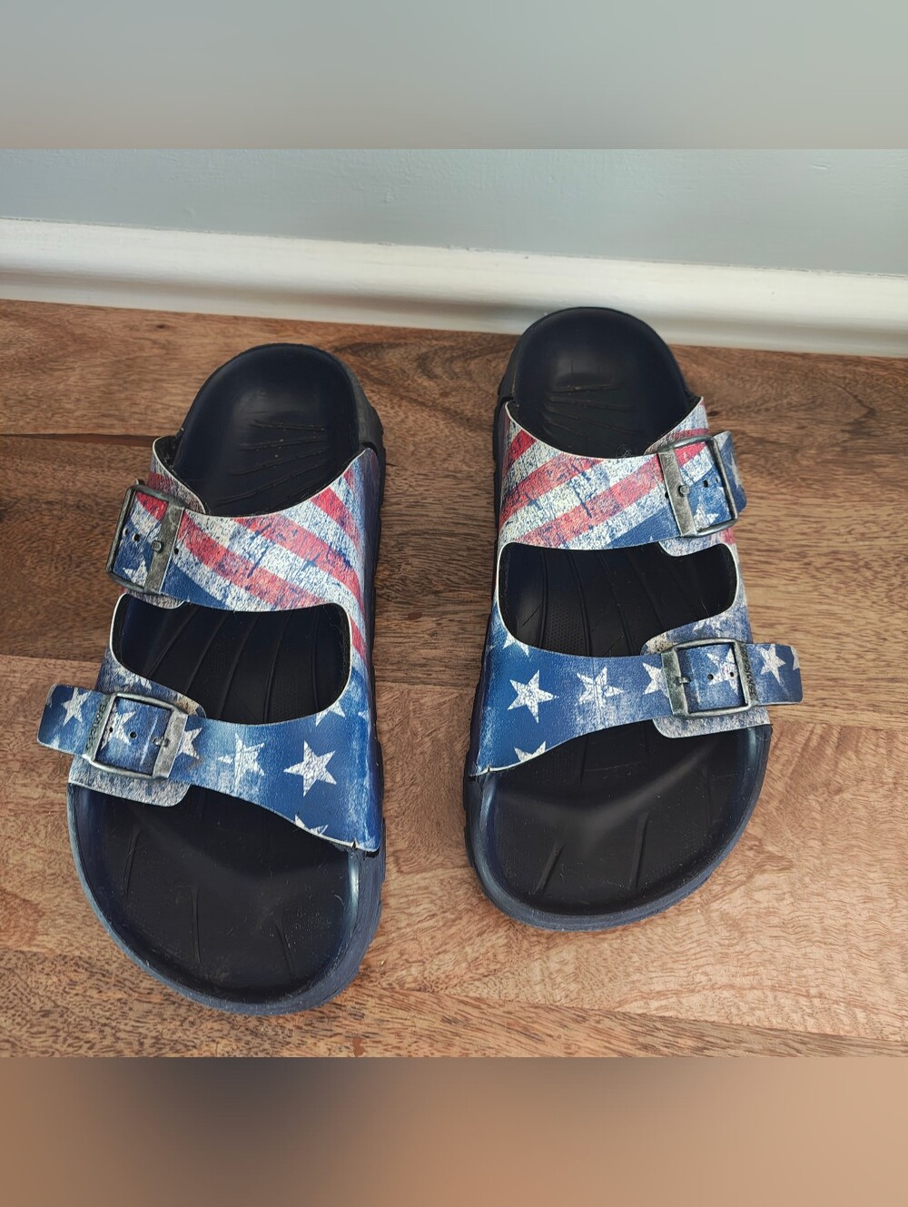 Birkenstock Star-Spangled Double Buckle Sandals Blue/Red W 9-9.5 Mens Size 7-7.5